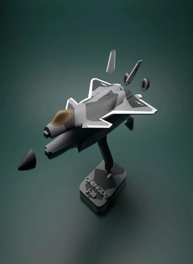 3D Craft J-20 Chengdu Military Aircraft Model Kit, 3D Assembly Display Set, Grey - Image 3